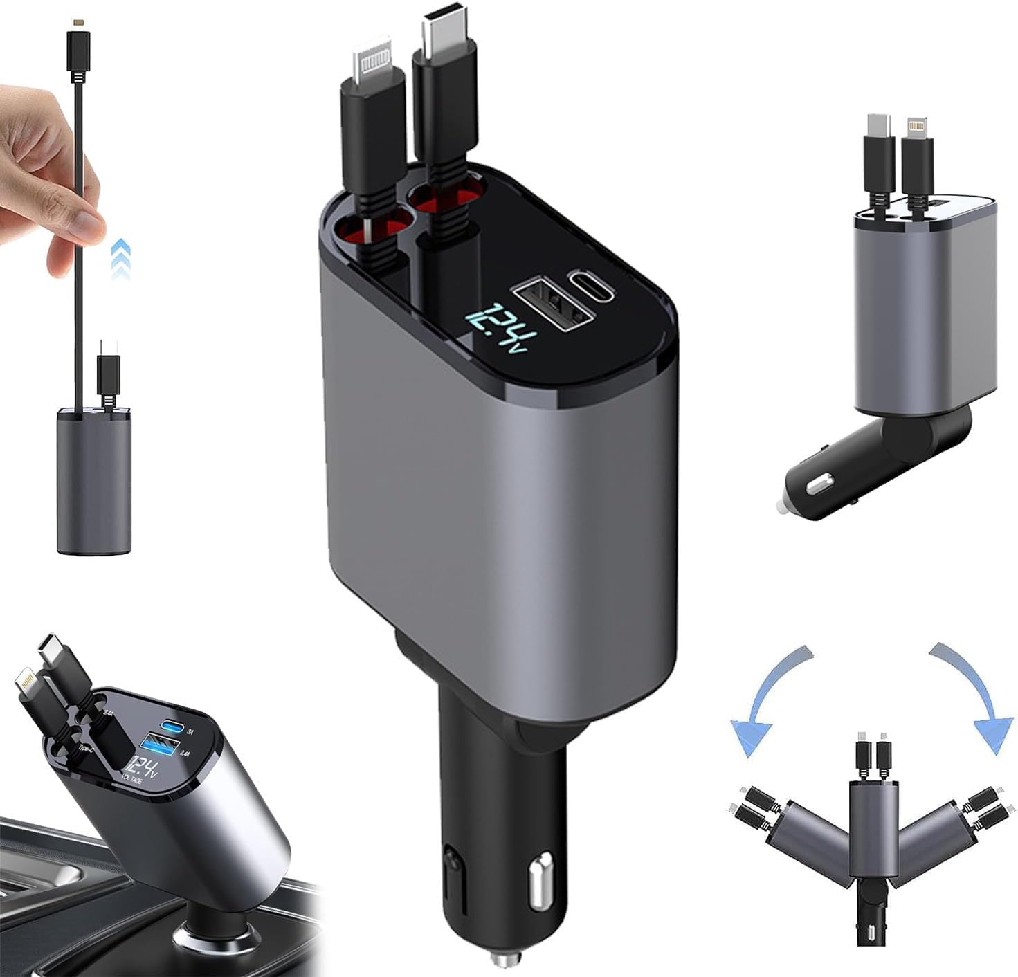 4 In 1 Retractable Car Charger